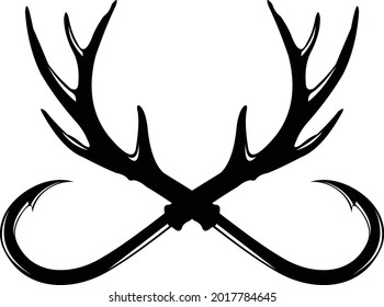 Antler and Hook Logo. Great symbol to Use as your Fishing and Hunting Story. Unique and specials.  