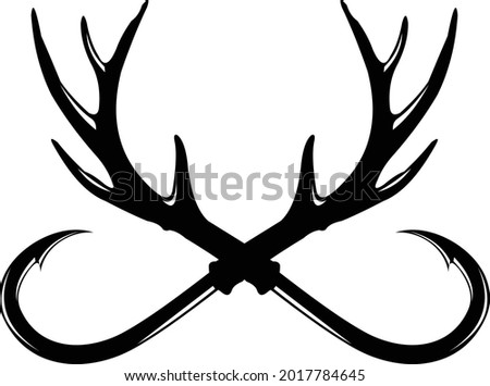 Antler and Hook Logo. Great symbol to Use as your Fishing and Hunting Story. Unique and specials.  