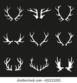 Antler icon set. Deer antlers or Horns collection. Vector illustration.