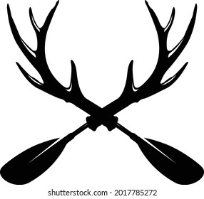 Antler and Paddle Logo Template, Unique and Fresh antler and paddle icon, Great to use as your Outdoor activity. 