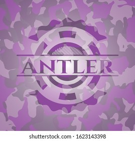 Antler pink on camouflaged pattern. Vector Illustration. Detailed.