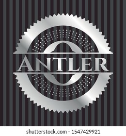 Antler silver shiny badge. Vector Illustration. Mosaic.