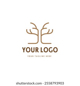 Antler Vector logo or a bare tree icon wilderness modern looking abstract logotype