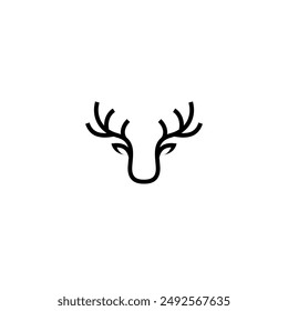 Antlered deer head logo in minimalist vector design style