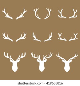 antlers brown set, deer vector illustration, graphic design