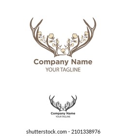Antlers, cotton and leaf with a classic design style.EPS 10