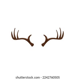 Antlers of deer or stag vector illustrations set. Cartoon drawing of shape of horns of wild animal isolated on white background. Wildlife, hunting, decoration concept