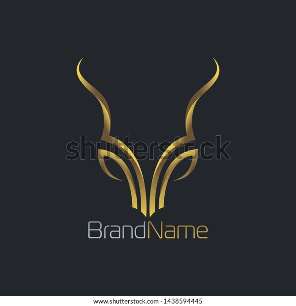 Antlers Logo Formed Luxury Gold Color Stock Vector Royalty Free 1438594445 Shutterstock 3292