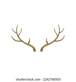 Antlers of reindeer or elk vector illustrations set. Cartoon drawing of shape of horns of wild animal isolated on white background. Wildlife, hunting, decoration concept