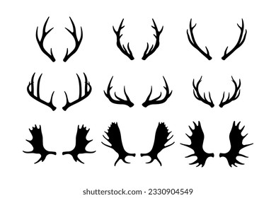 Antlers silhouette vector isolated on white background.