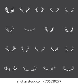 Antlers - Vector Antler Set of Reindeer, Stag, Elk, Moose
