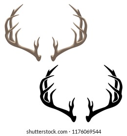 Antlers Vector Illustration in both Color and Black Line Art