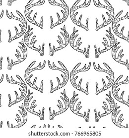Antlers vector illustration. Doodle style. Design, print, decor, textile, paper