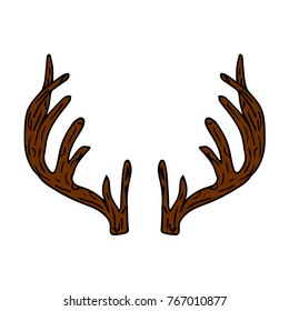 Antlers vector illustration. Doodle style. Design, print, decor, textile, paper