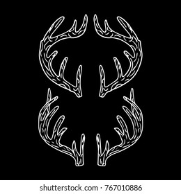 Antlers vector illustration. Doodle style. Design, print, decor, textile, paper