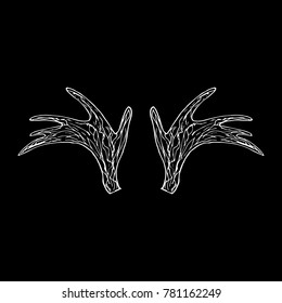 Antlers vector illustration. Doodle style. Design, print, decor, textile, paper