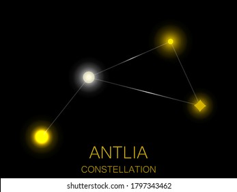 Antlia Constellation. Bright yellow stars in the night sky. A cluster of stars in deep space, the universe. Vector illustration