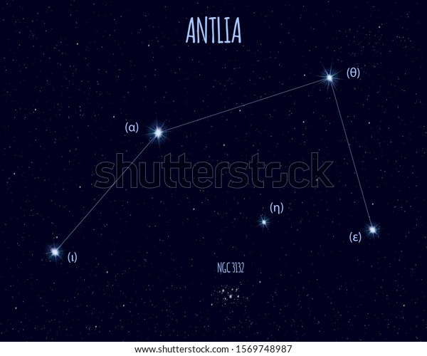 Antlia Air Pump Constellation Vector Illustration Stock Vector (Royalty