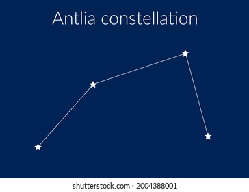 Antlia zodiac constellation sign with stars on blue background of cosmic sky. Vector illustration