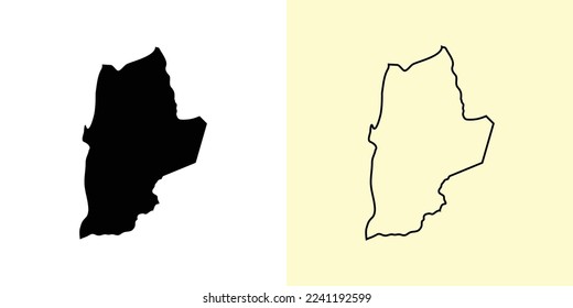 Antofagasta map, Chile, Americas. Filled and outline map designs. Vector illustration