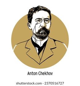 Anton Chekhov - Russian writer, novelist, playwright, publicist, doctor, classic of world literature. Hand drawn vector illustration.