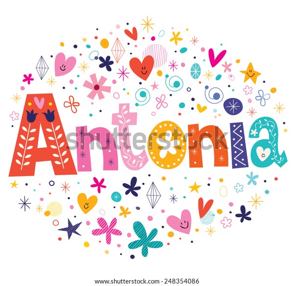 Antonia Girls Name Decorative Lettering Type Stock Vector (Royalty Free ...