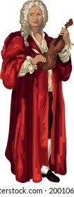Antonio Vivaldi (1678-1744) Standing Vector Portrait
