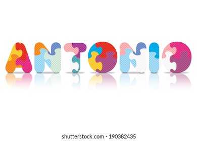 ANTONIO written with alphabet puzzle - vector illustration