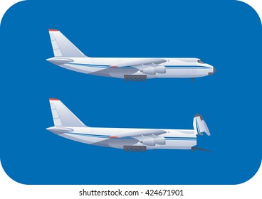 Antonov An-124 cargo plane. Heavy transport aircraft. Vector illustration