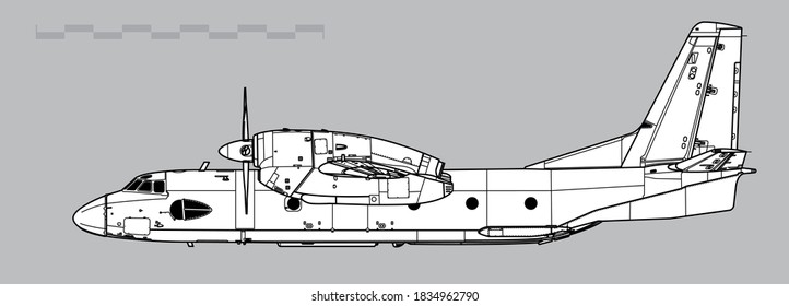 Vektorgrafik von Militärtransportflugzeugen. Seitenansicht. Bild für Illustrationen und Infografiken.
