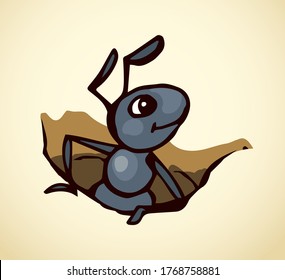 Ants in the anthill. Vector drawing
