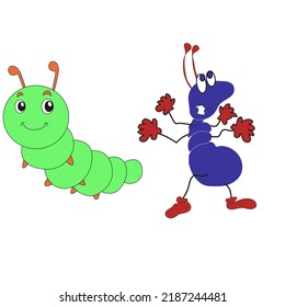 ants and caterpillars, insects, animals, and animal cartoon characters