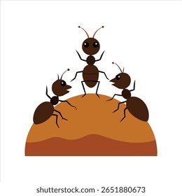 Formigas colaborando fora ilustração de vetor de ninho