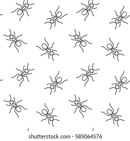 Ants contour seamless pattern for textile design, wallpaper, wrapping paper or scrapbooking. Vector illustration, line art design.