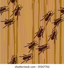 ants creep on a tree seamless background