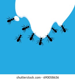 Ants eating milk-vector