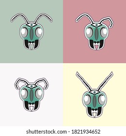 hormigas cabeza en impresión clásica para la decoración de paredes vector editable