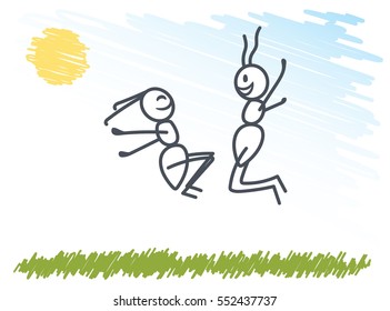 Ants jumping for joy