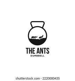 Ants with kettle dumbbell logo icon sign symbol design concept. Vector illustration