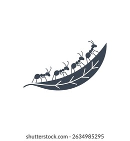 Ants Leaf Line Icon Isolated On White Background