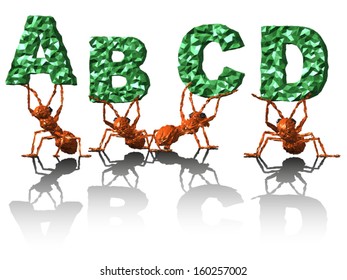 ants lifting alphabet