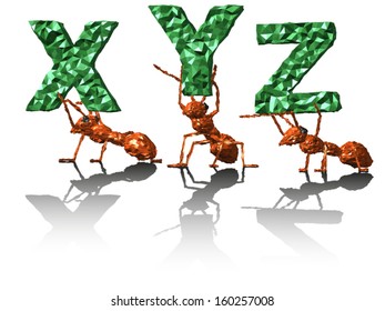 ants lifting alphabet