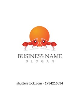 Diseño de ilustración vectorial de la plantilla de logotipo de hormigas