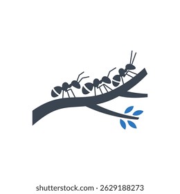 Ants Marching Branch Icon Isolated On White Background