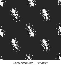  Ants on black background. Seamless background pattern. Vector stock illustration