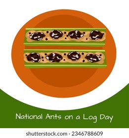 Ants on a Log served on a wooden platter to celebrate National Ant Day on Log Day on Sept 13