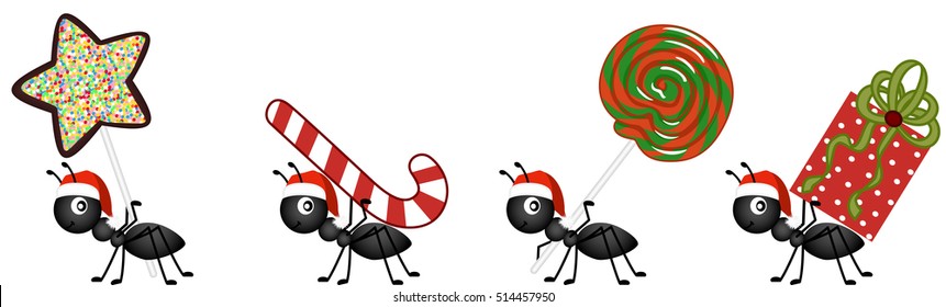 Ants on the march to deliver Christmas candy gifts