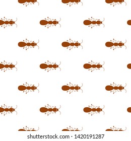 Ants on white background. Seamless background pattern.