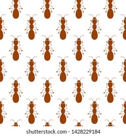 Ants on white background. Seamless background pattern.