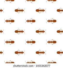 Ants on white background. Seamless background pattern.